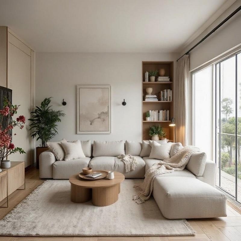 Malazhouse Swedish Wood and Linen Fabric L-Shape Sofas - Beige - Image 1